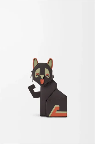 Futurist Cat-clutch i klassiskt kalvskinn, mörk taupe