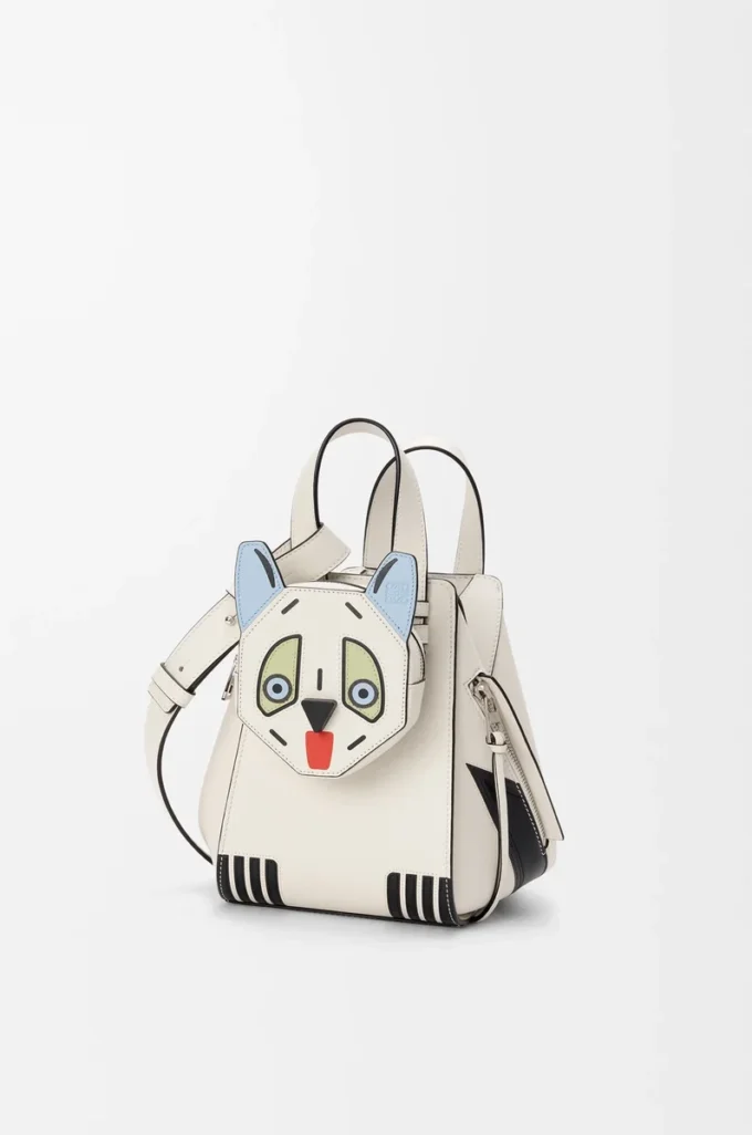 Futurist Cat kompakt Hammock-väska i klassiskt kalvskinn Soft White