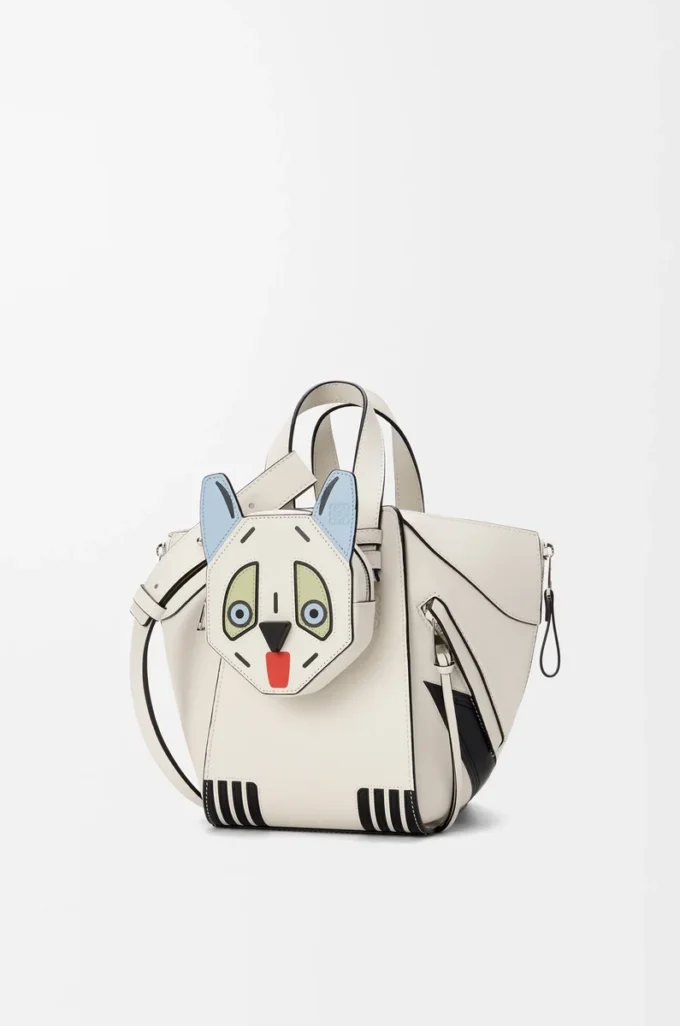 Futurist Cat kompakt Hammock-väska i klassiskt kalvskinn Soft White