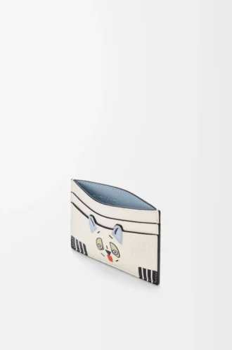 Futurist Cat kortficka i klassiskt kalvskinn Soft White