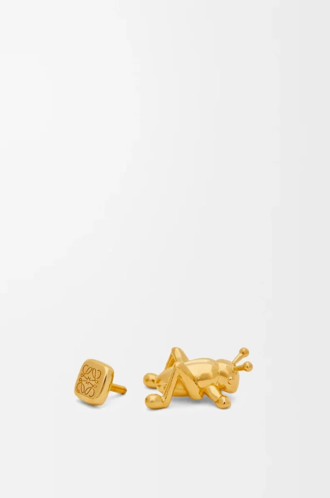 Grasshoppa-brosch i mässing Guld