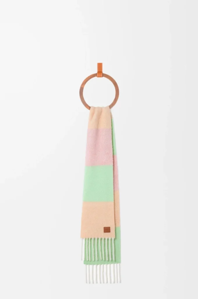 Halsduk i alpacka- och ullblandning Persika/Matcha/Rosa Halsduk i alpacka- och ullblandning Persika/Matcha/Rosa