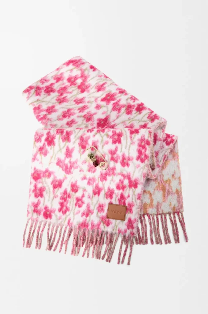 Halsduk i ull- och alpackablandning Rosa/Flerfärgad Halsduk i ull- och alpackablandning Rosa/Flerfärgad