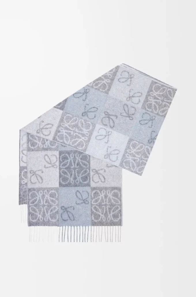 Halsduk i ull och kashmir Blå/vit
