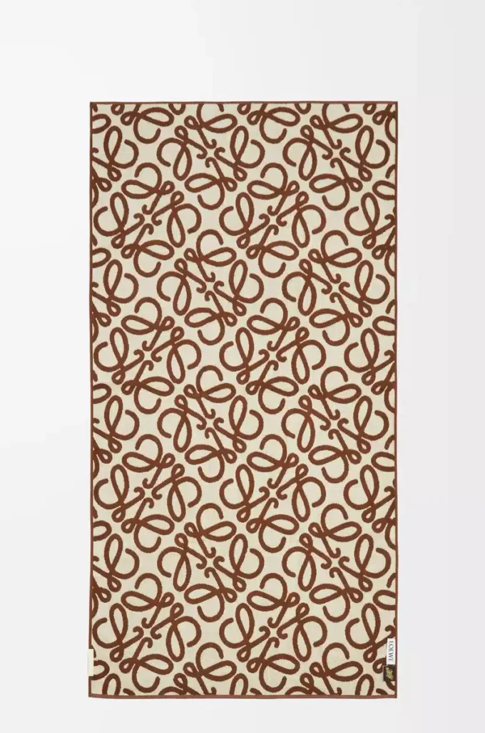 Handduk i bomull, brun/beige Handduk i bomull, brun/beige
