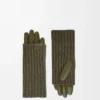 Handskar i kashmir och nappalammskinn Mörk khaki Handskar i kashmir och nappalammskinn Mörk khaki
