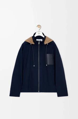 Huvtröja i bomull Navy/Beige