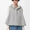 Huvtröja i ljusgrå melerad shearling Huvtröja i ljusgrå melerad shearling
