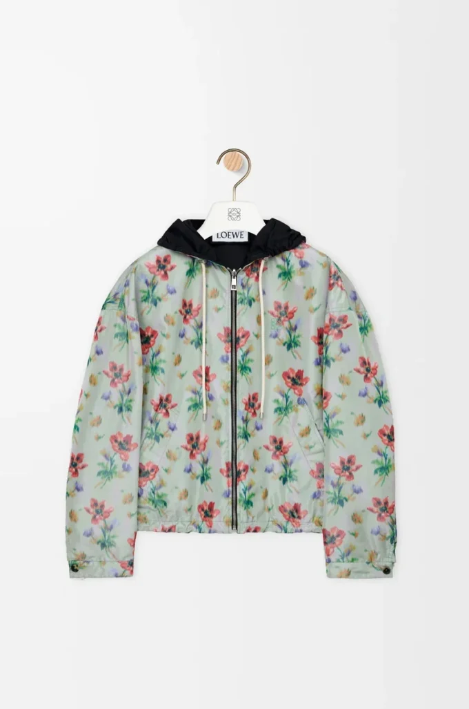 Huvtröja i polyester och silke Grön/Röd Huvtröja i polyester och silke Grön/Röd
