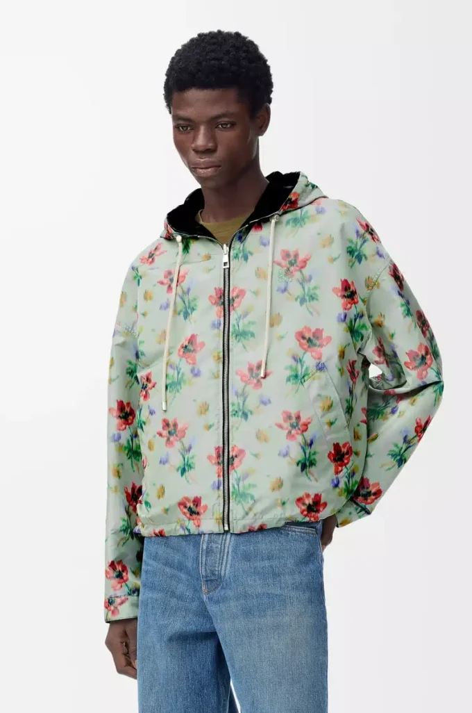 Huvtröja i polyester och silke Grön/Röd Huvtröja i polyester och silke Grön/Röd