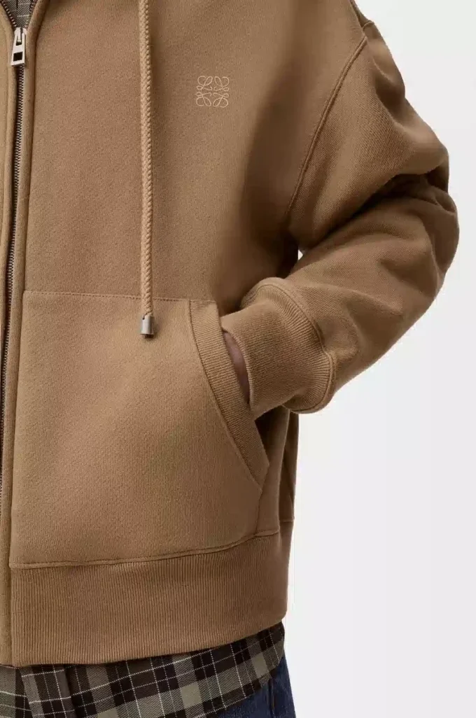 Huvtröja med dragkedja i bomull Beige/Blå
