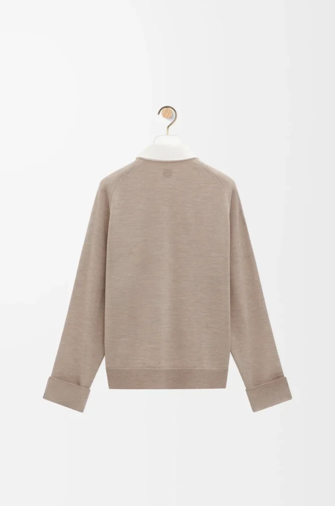 Hybridskjorta i bomull och ull Vit/beige Hybridskjorta i bomull och ull Vit/beige