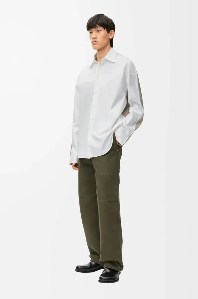 Hybridskjorta i bomull och ull Vit/beige Hybridskjorta i bomull och ull Vit/beige