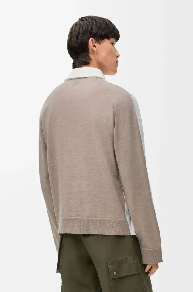 Hybridskjorta i bomull och ull Vit/beige Hybridskjorta i bomull och ull Vit/beige