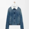 Jacka med dragkedja i denimblått Jacka med dragkedja i denimblått