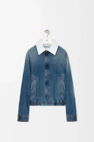 Jacka med dragkedja i denimblått