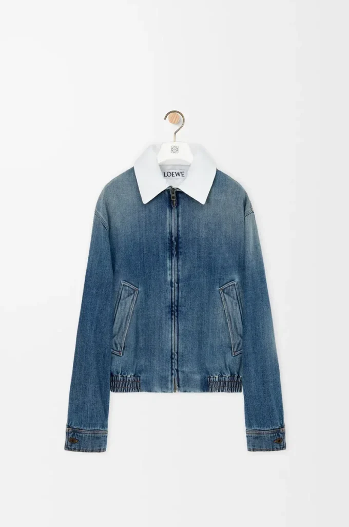 Jacka med dragkedja i denimblått Jacka med dragkedja i denimblått