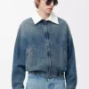 Jacka med dragkedja i denimblått Jacka med dragkedja i denimblått