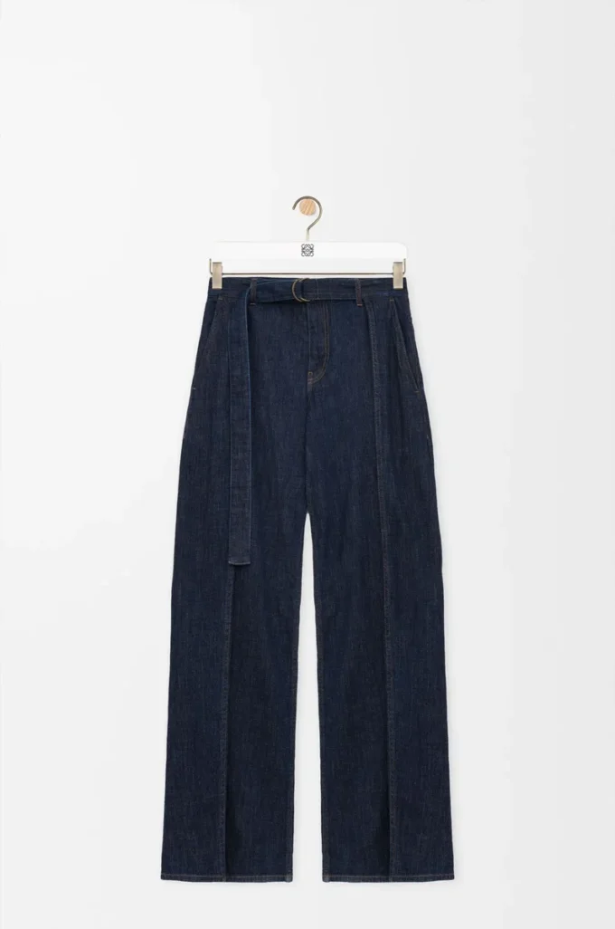 Jeans med bälte i denim Indigo Blue