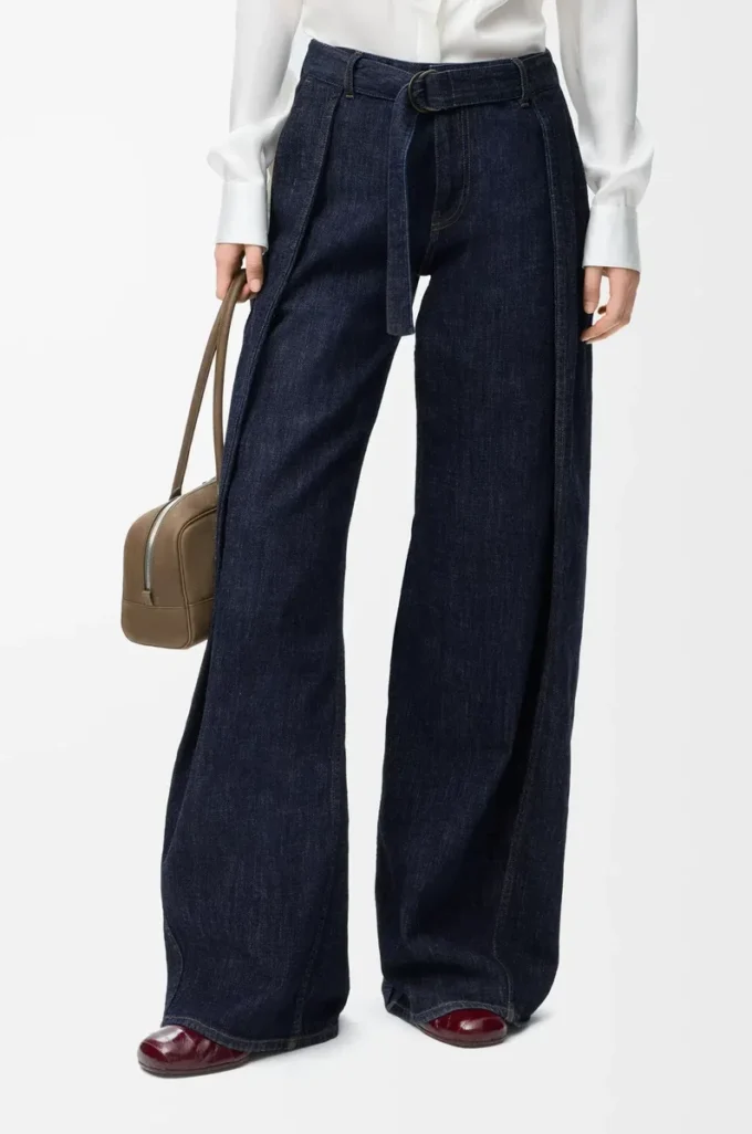Jeans med bälte i denim Indigo Blue