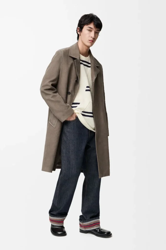 Jeans med uppvikta benslut i denim Rå denim/blå