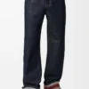Jeans med uppvikta benslut i denim Rå denim/blå