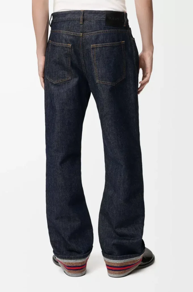 Jeans med uppvikta benslut i denim Rå denim/blå