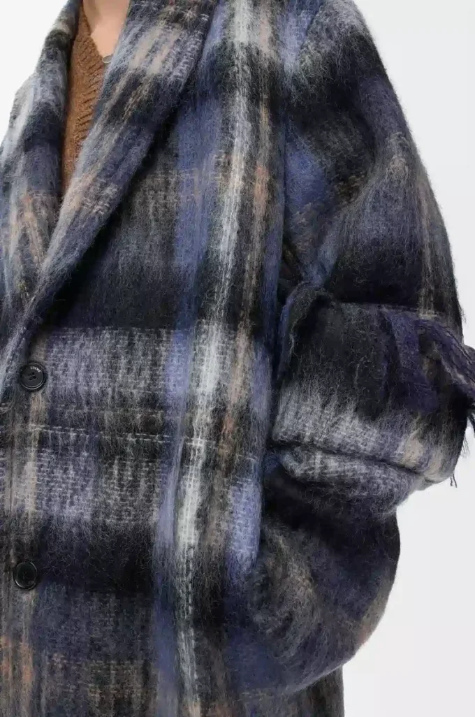 Kappa i mohair- och ullblandning Blå/Flerfärgad Kappa i mohair- och ullblandning Blå/Flerfärgad