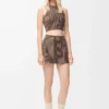Kjol i teknisk jersey, brun/rosa Kjol i teknisk jersey, brun/rosa