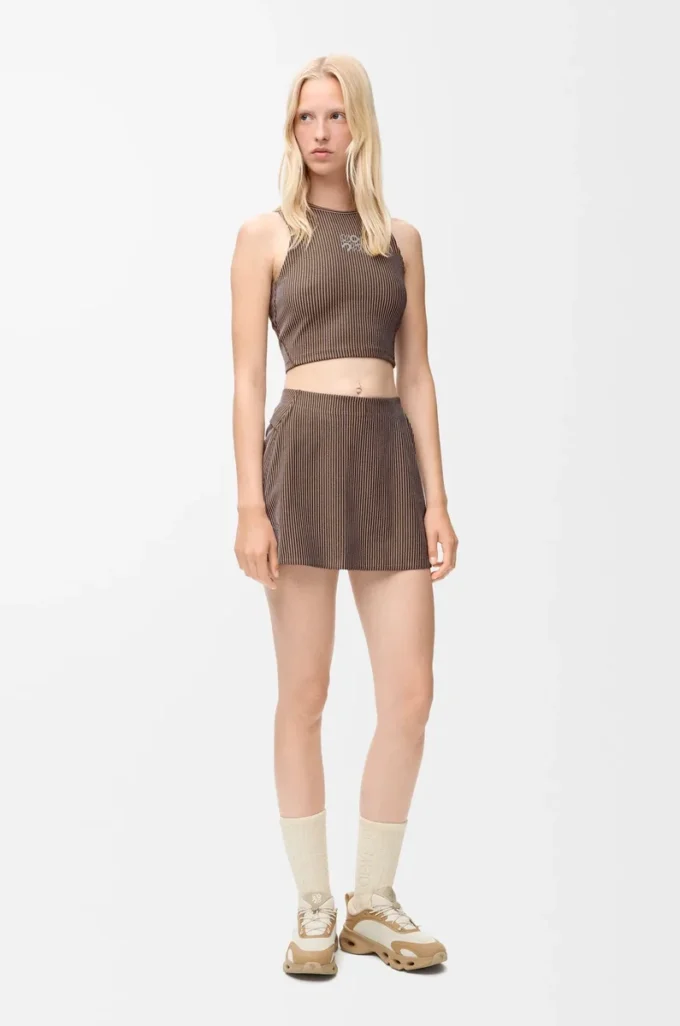 Kjol i teknisk jersey, brun/rosa Kjol i teknisk jersey, brun/rosa