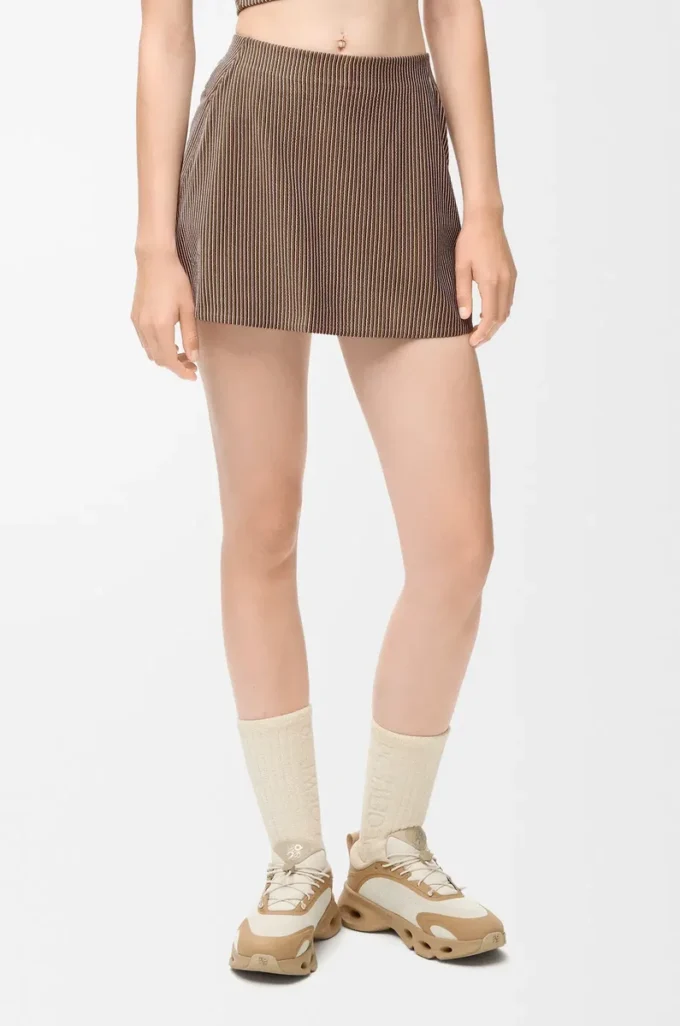 Kjol i teknisk jersey, brun/rosa Kjol i teknisk jersey, brun/rosa