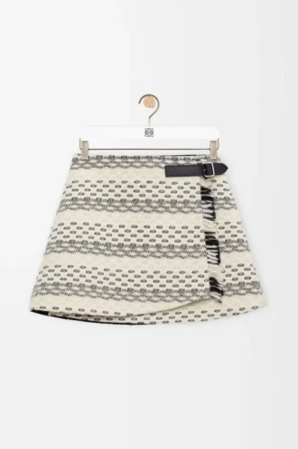 Kjol i ullblandad jacquard Svart/vit