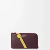 Knot kortplånbok i glänsande nappa kalvskinn Dark Burgundy/Light Citrine