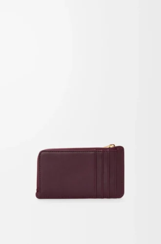 Knot kortplånbok i glänsande nappa kalvskinn Dark Burgundy/Light Citrine