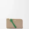 Knot kortplånbok i glänsande nappa kalvskinn Sand/Tropical Green