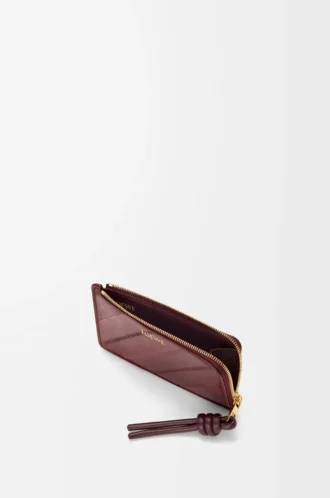Knot myntkortshållare i ål Dark Burgundy
