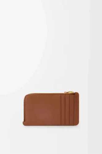 Knutet kortfodral i glänsande nappa kalvskinn Tan/Papaya