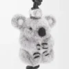 Koala-berlock i filt och kalvskinn, ljusgrå/svart
