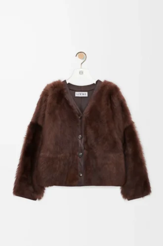 Kofta i shearling Brun