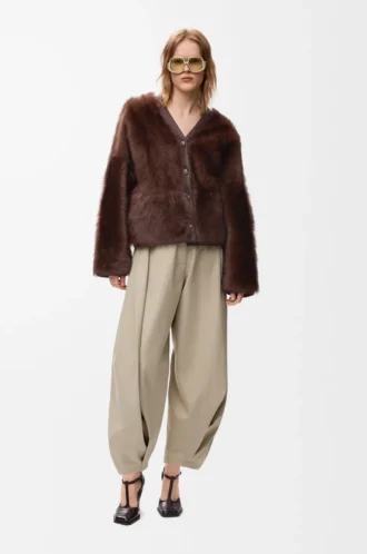 Kofta i shearling Brun