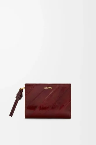 Kompakt plånbok med knut i ål Dark Burgundy