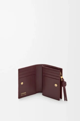 Kompakt plånbok med knut i ål Dark Burgundy