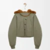 Kort parkas i bomull Khaki Green Kort parkas i bomull Khaki Green