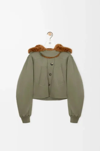Kort parkas i bomull Khaki Green