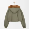 Kort parkas i bomull Khaki Green Kort parkas i bomull Khaki Green