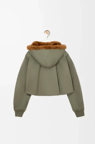 Kort parkas i bomull Khaki Green