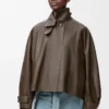 Kort parkas i nappa kalvskinn Mörkgrön Kort parkas i nappa kalvskinn Mörkgrön