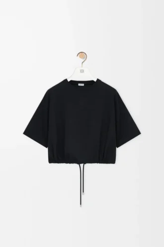 Kort T-shirt i bomull Svart