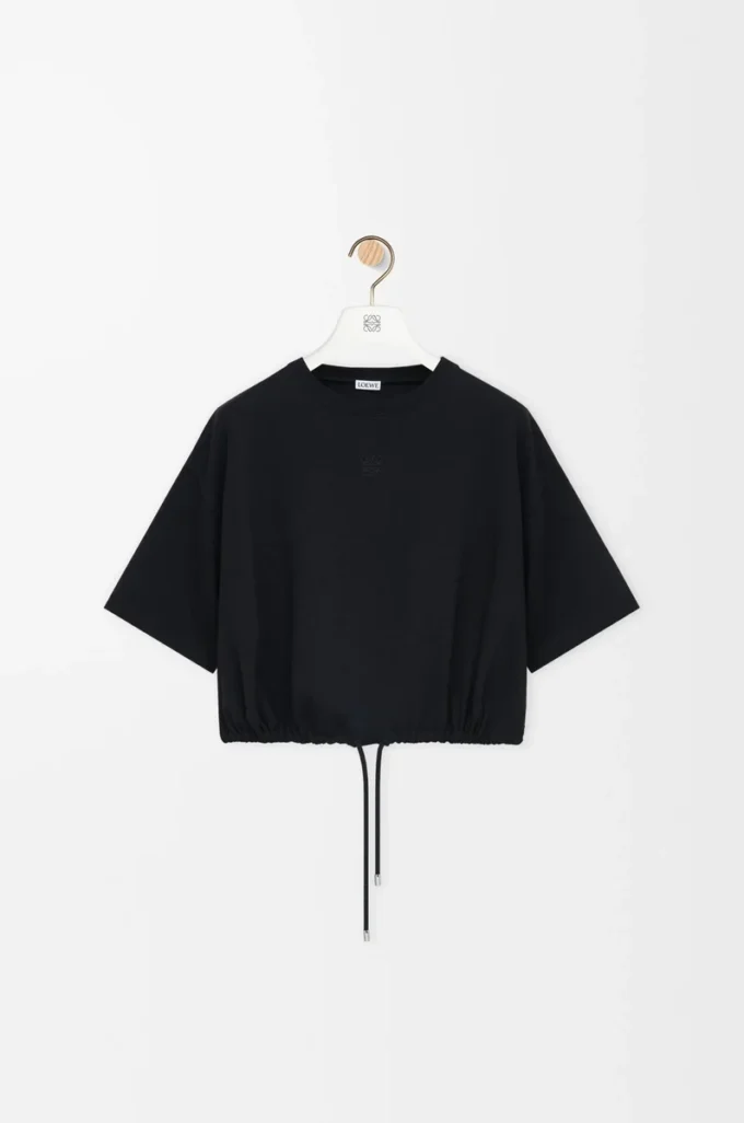 Kort T-shirt i bomull Svart Kort T-shirt i bomull Svart