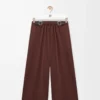 Korta byxor med bälte i bomull och silke Kaffe